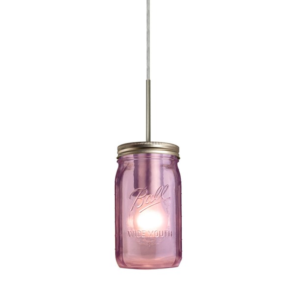 Besa Lighting Milo 4 Cord Pendant, Purple, Satin Nickel Finish, 1x40W Incandescent 1JT-MILO4PL-SN - main